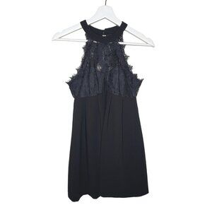 BCBGeneration Black Lace Pleated Halter Mini Dress XS NWT